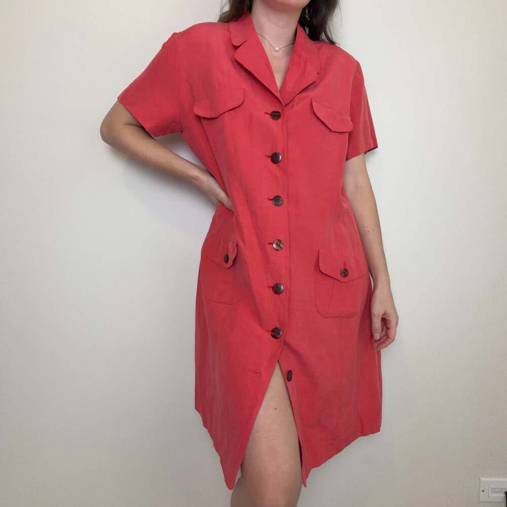 Vintage Pink Silk Linen Dress